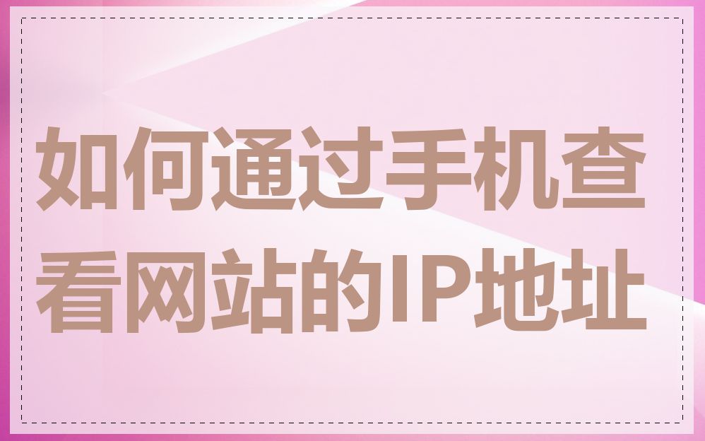 如何通过手机查看网站的IP地址
