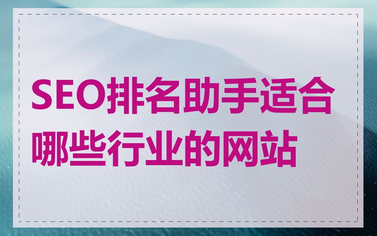 SEO排名助手适合哪些行业的网站