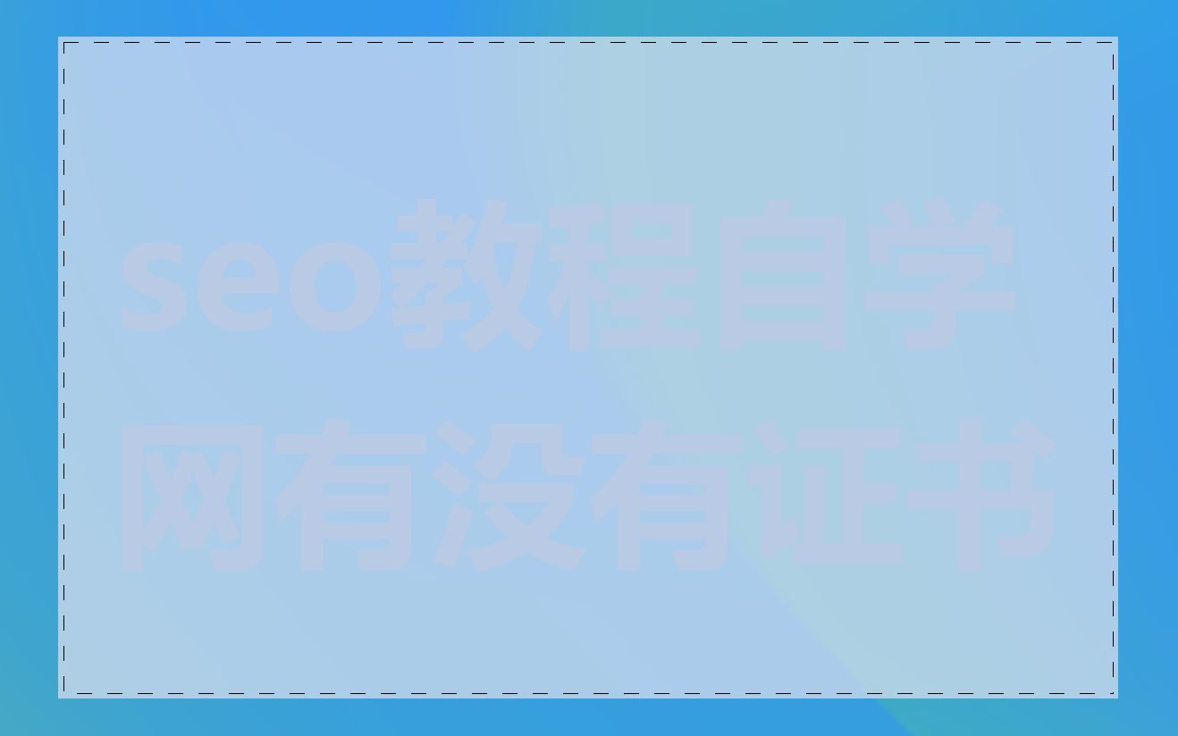 seo教程自学网有没有证书