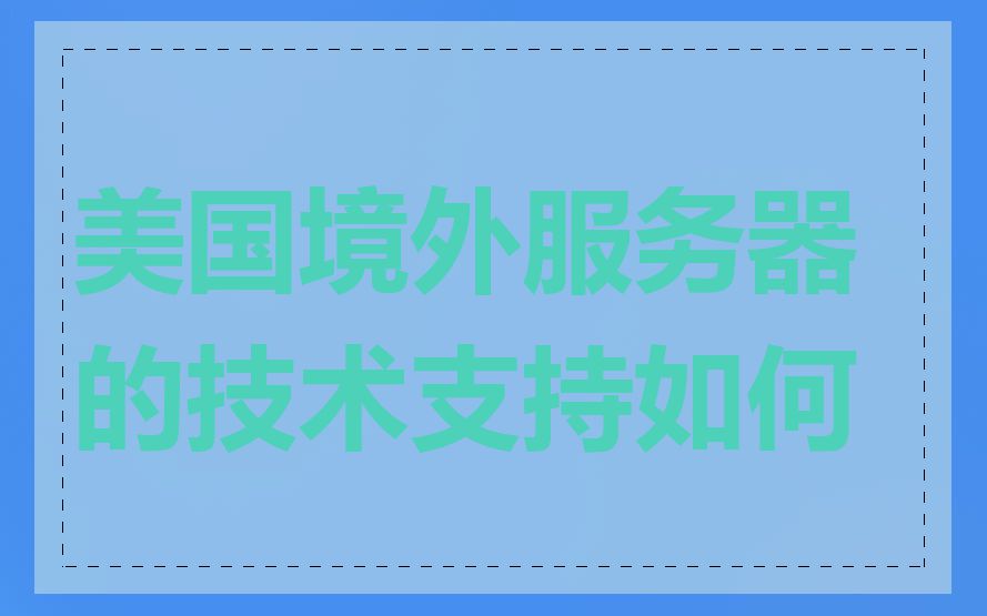 美国境外服务器的技术支持如何