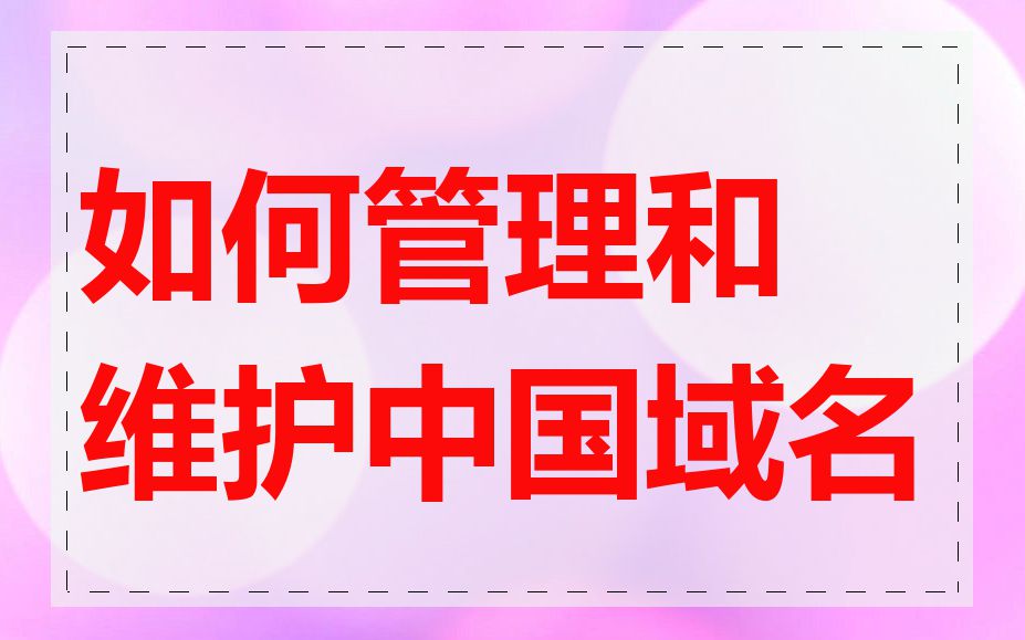 如何管理和维护中国域名