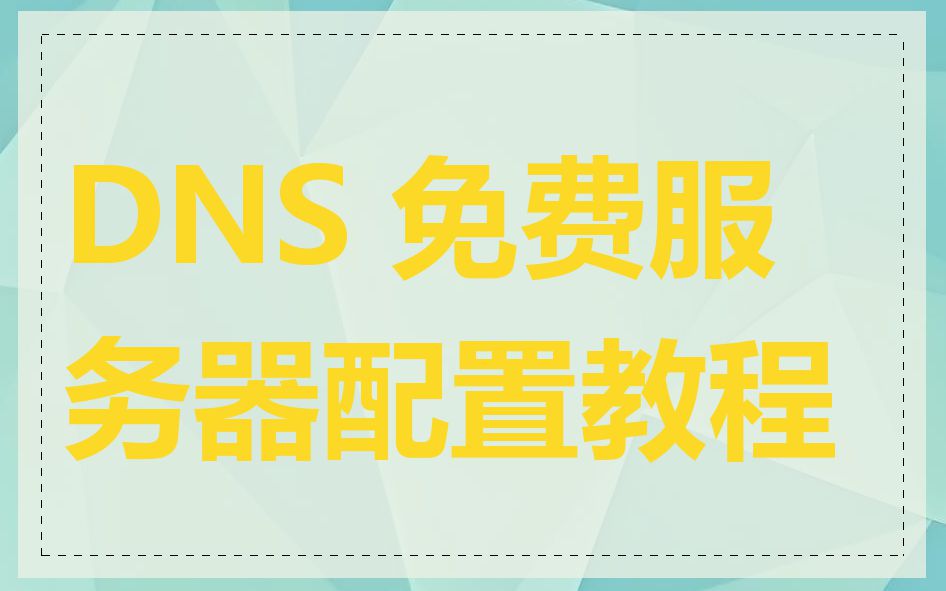 DNS 免费服务器配置教程