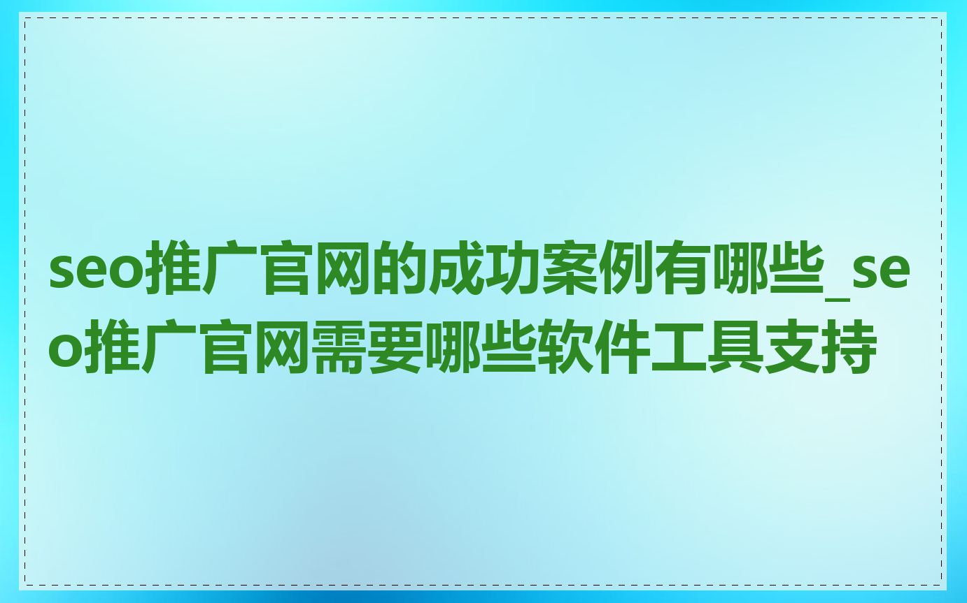 seo推广官网的成功案例有哪些_seo推广官网需要哪些软件工具支持