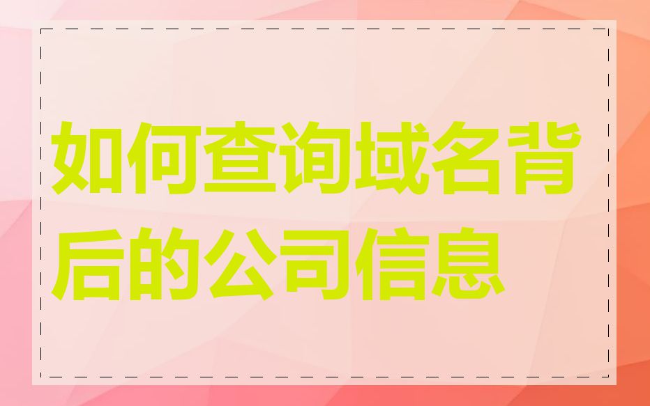如何查询域名背后的公司信息