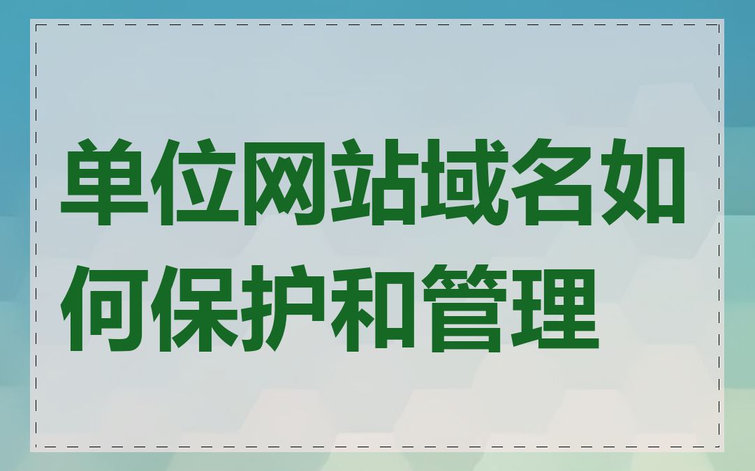 单位网站域名如何保护和管理