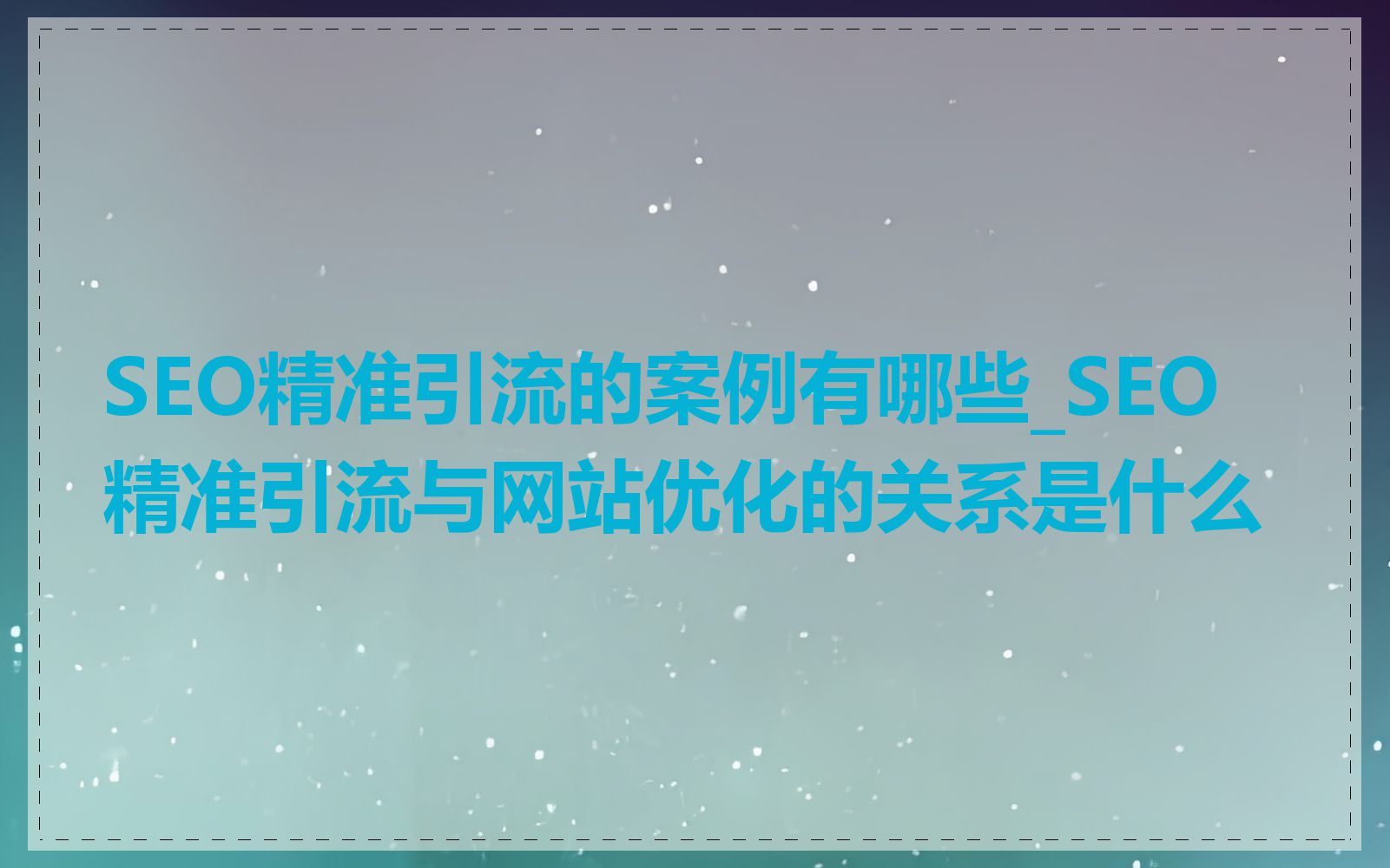 SEO精准引流的案例有哪些_SEO精准引流与网站优化的关系是什么