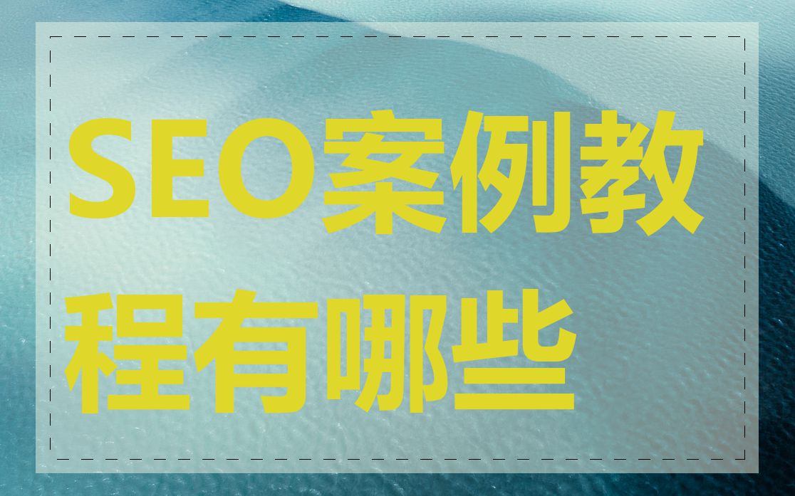 SEO案例教程有哪些