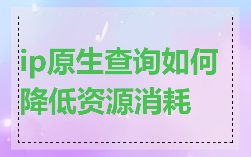 ip原生查询如何降低资源消耗