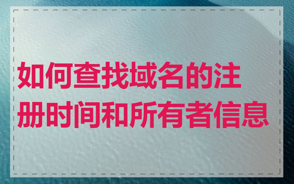 如何查找域名的注册时间和所有者信息