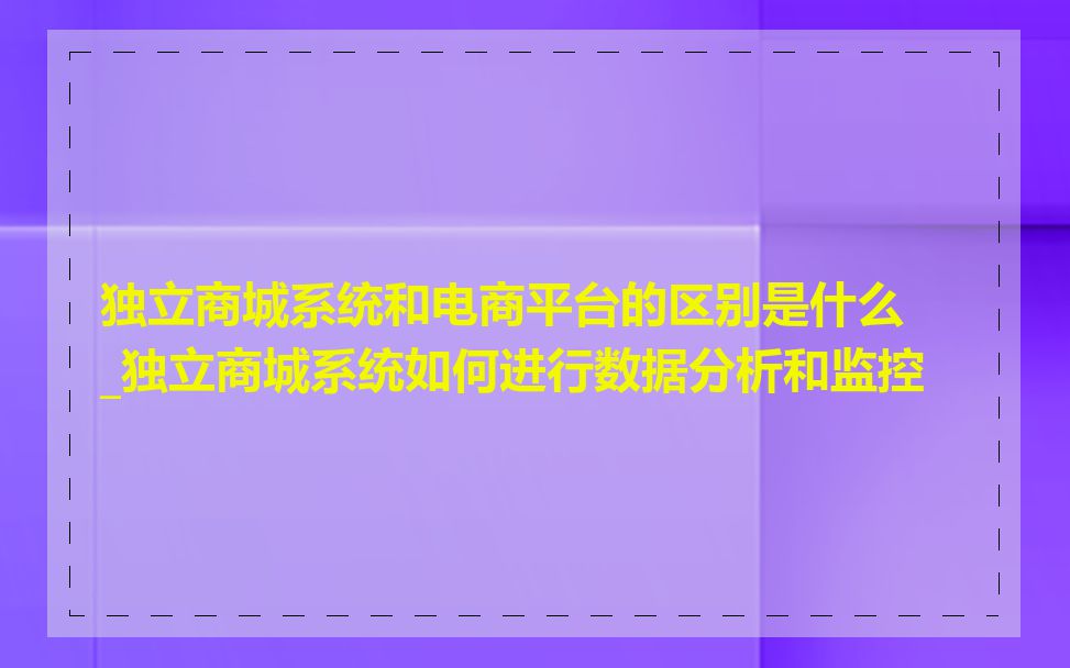独立商城系统和电商平台的区别是什么_独立商城系统如何进行数据分析和监控