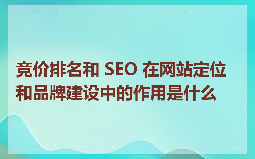 竞价排名和 SEO 在网站定位和品牌建设中的作用是什么