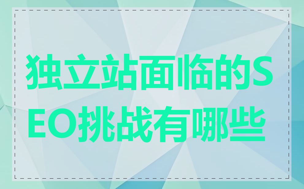 独立站面临的SEO挑战有哪些