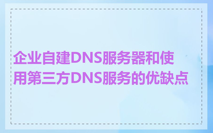 企业自建DNS服务器和使用第三方DNS服务的优缺点