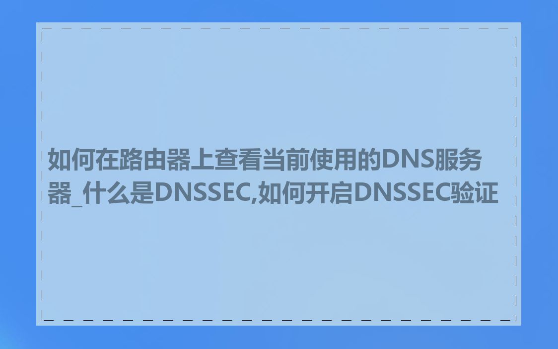 如何在路由器上查看当前使用的DNS服务器_什么是DNSSEC,如何开启DNSSEC验证