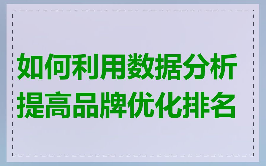 如何利用数据分析提高品牌优化排名