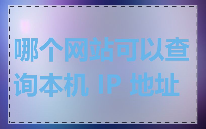 哪个网站可以查询本机 IP 地址