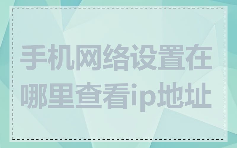 手机网络设置在哪里查看ip地址
