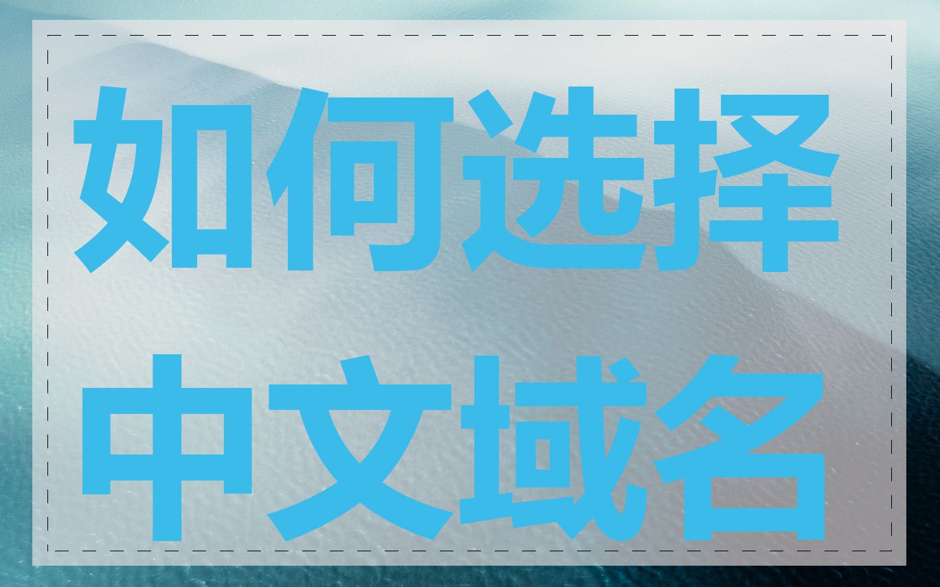 如何选择中文域名
