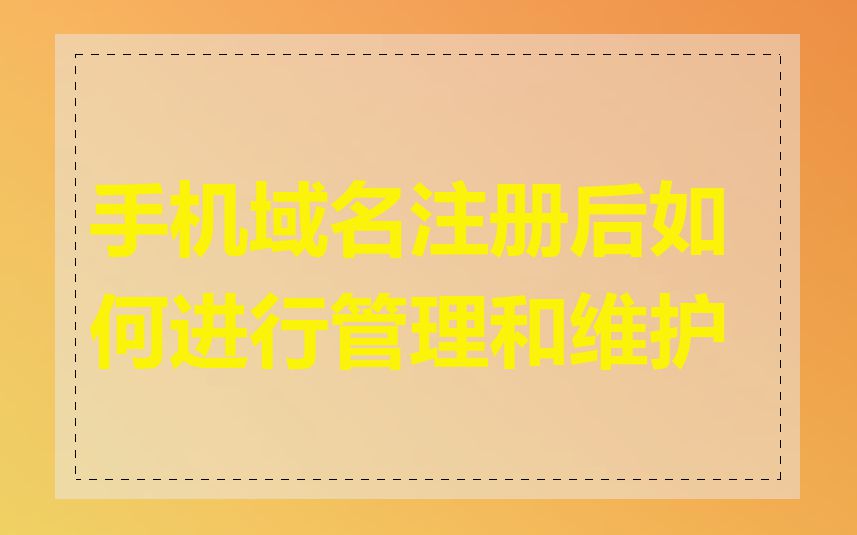 手机域名注册后如何进行管理和维护