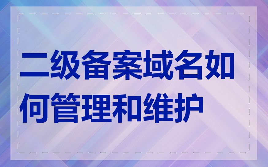 二级备案域名如何管理和维护