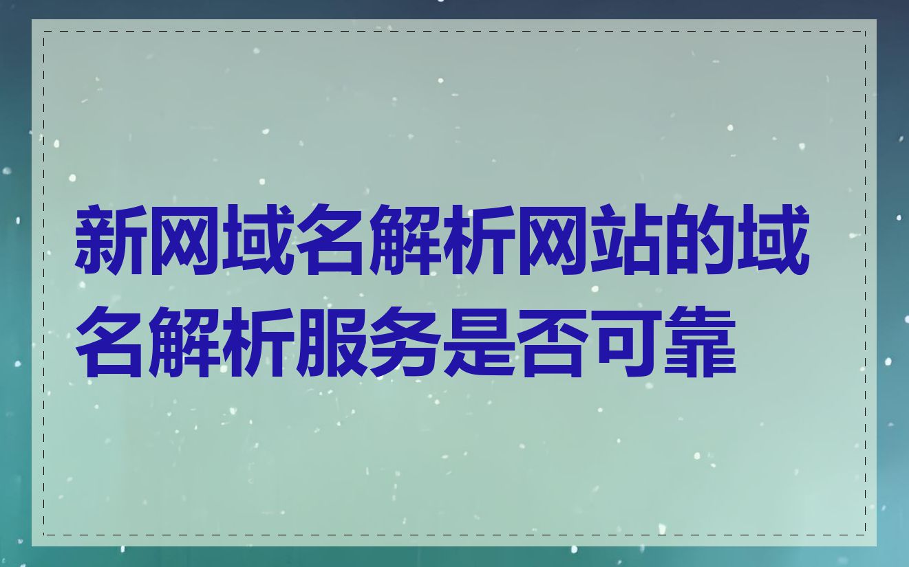 新网域名解析网站的域名解析服务是否可靠