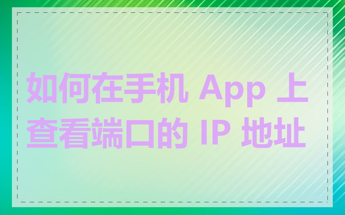 如何在手机 App 上查看端口的 IP 地址
