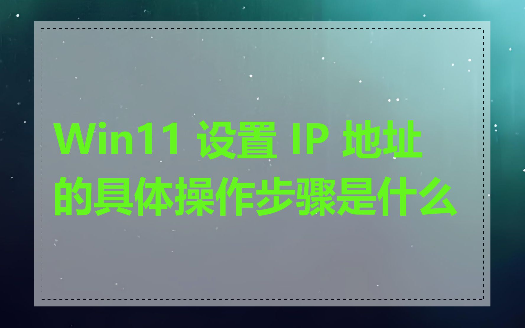 Win11 设置 IP 地址的具体操作步骤是什么