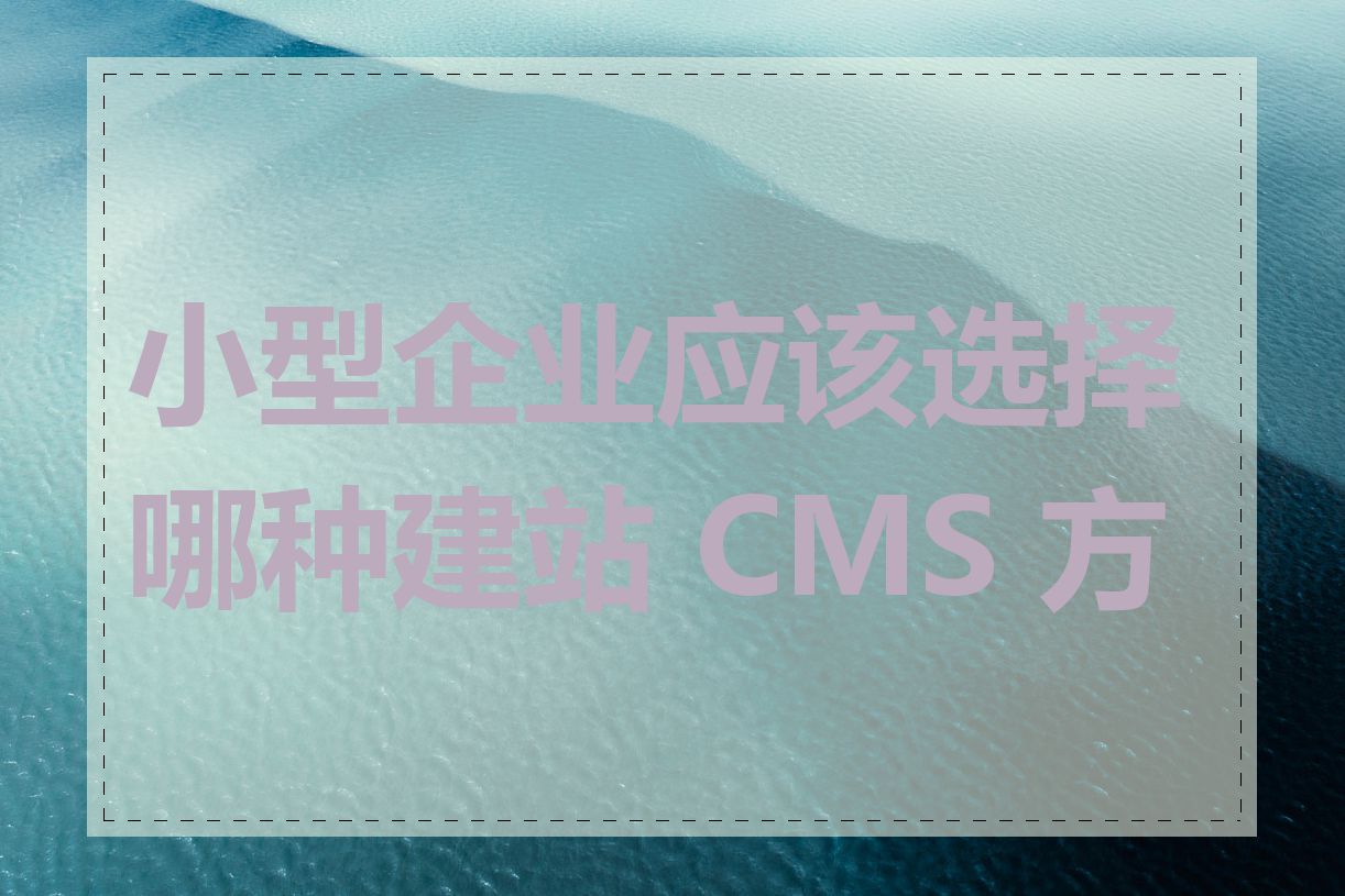 小型企业应该选择哪种建站 CMS 方案