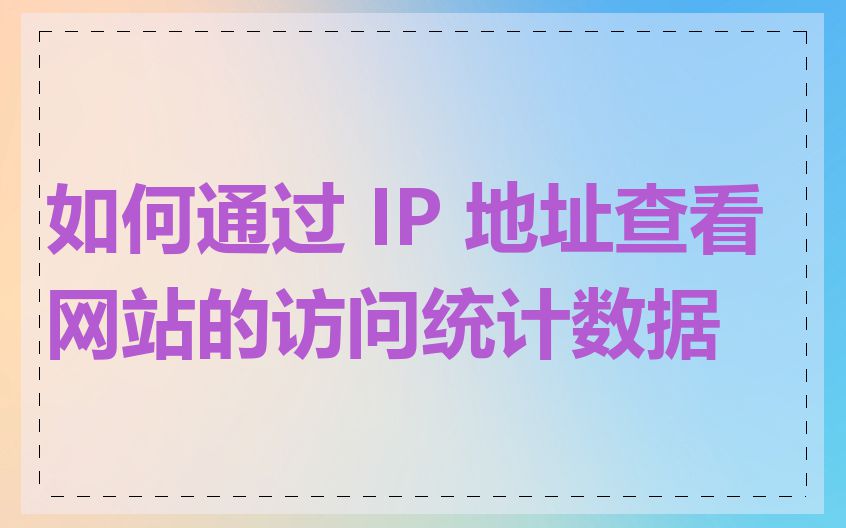 如何通过 IP 地址查看网站的访问统计数据