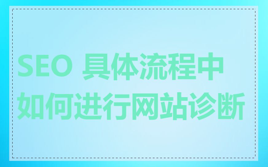 SEO 具体流程中如何进行网站诊断