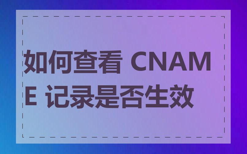 如何查看 CNAME 记录是否生效