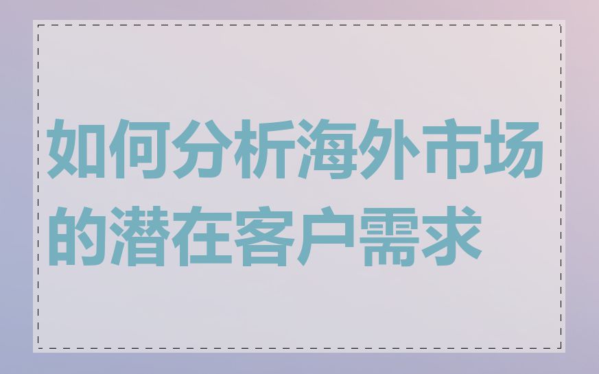 如何分析海外市场的潜在客户需求