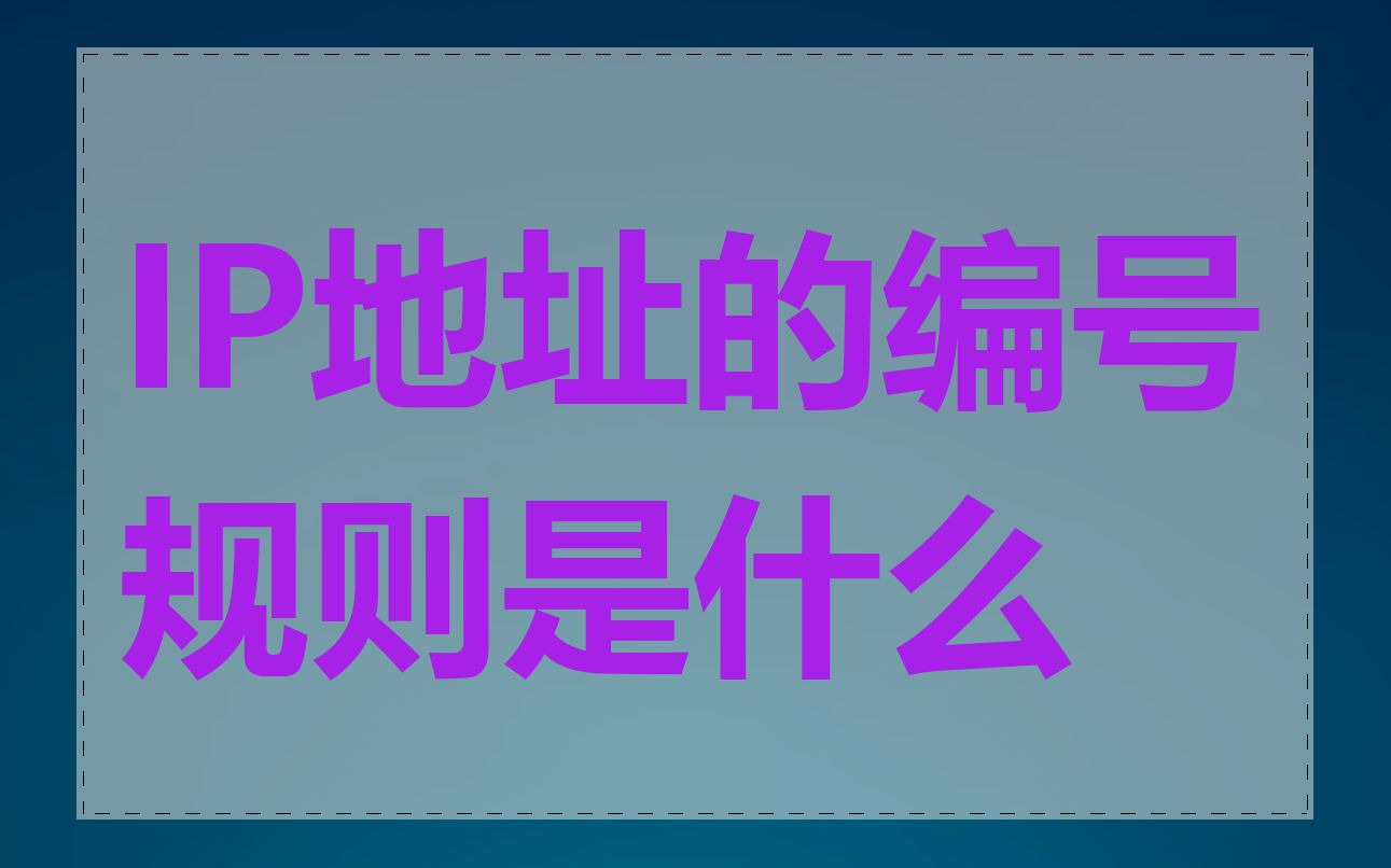 IP地址的编号规则是什么