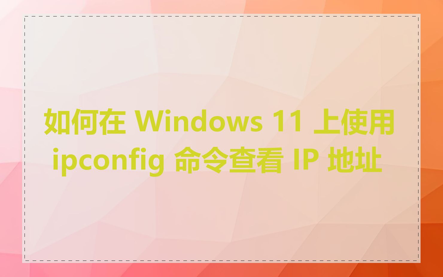如何在 Windows 11 上使用 ipconfig 命令查看 IP 地址