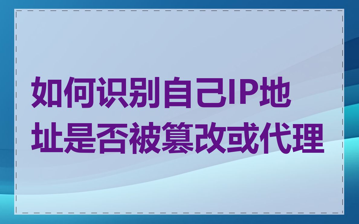 如何识别自己IP地址是否被篡改或代理