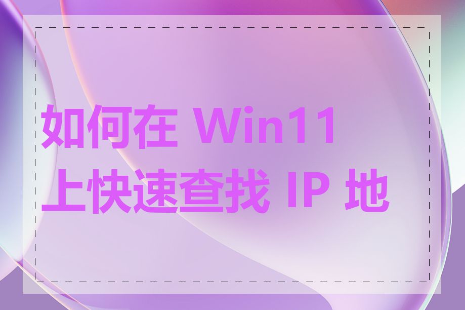 如何在 Win11 上快速查找 IP 地址