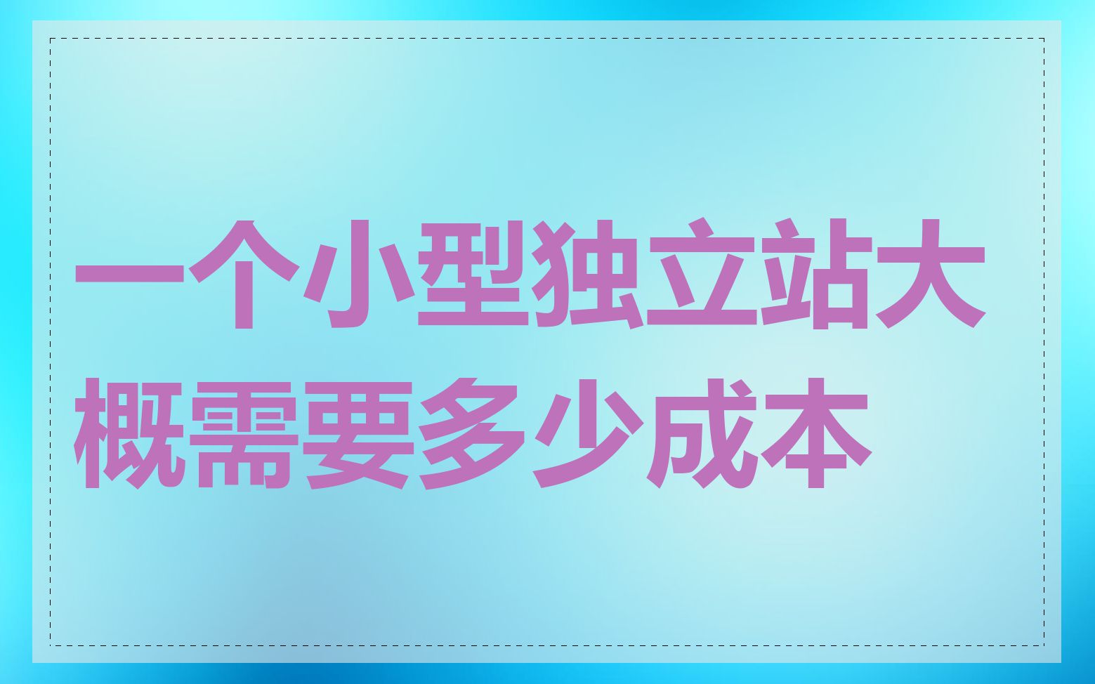 一个小型独立站大概需要多少成本