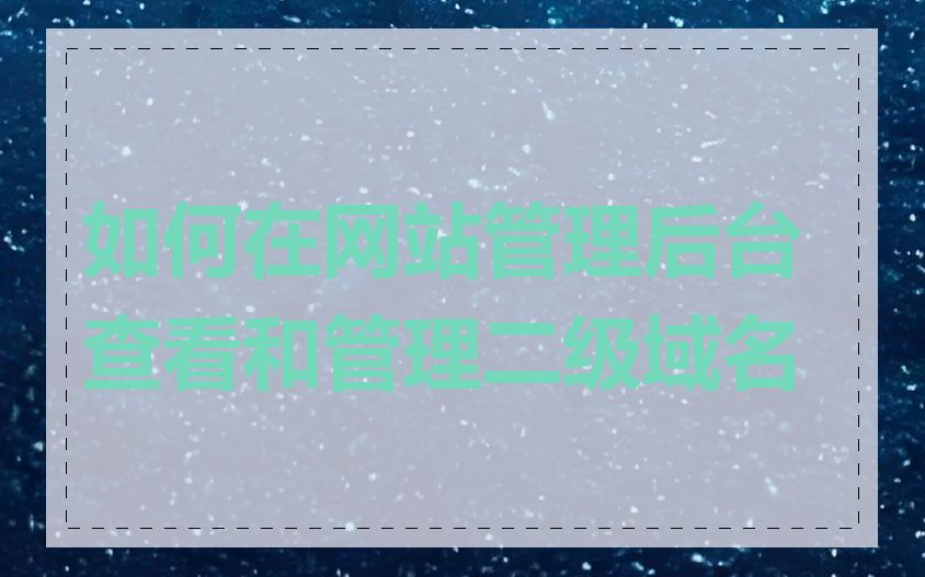 如何在网站管理后台查看和管理二级域名