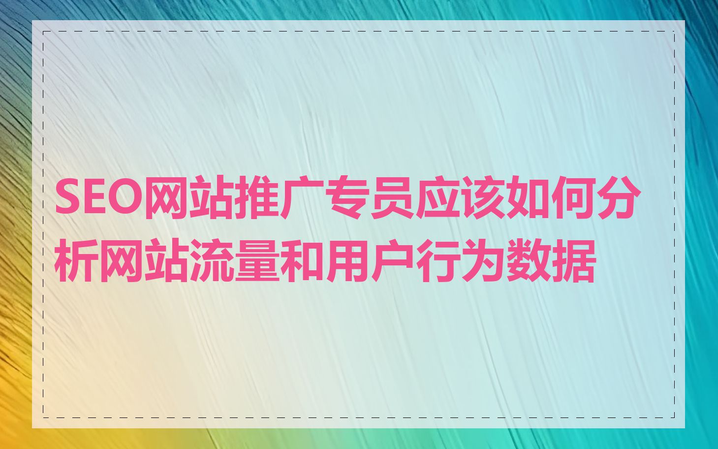 SEO网站推广专员应该如何分析网站流量和用户行为数据