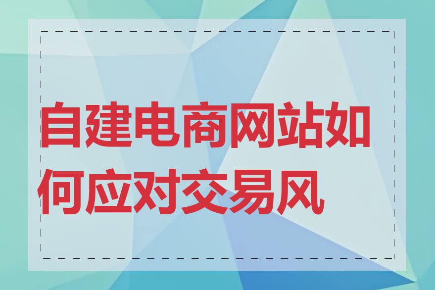 自建电商网站如何应对交易风险