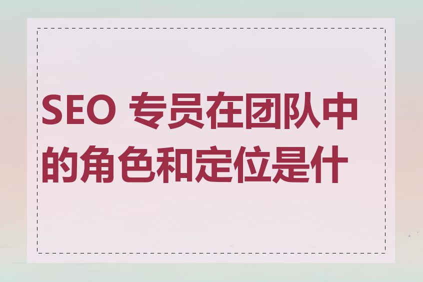 SEO 专员在团队中的角色和定位是什么