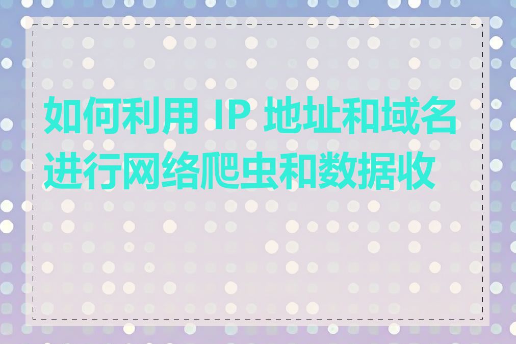 如何利用 IP 地址和域名进行网络爬虫和数据收集