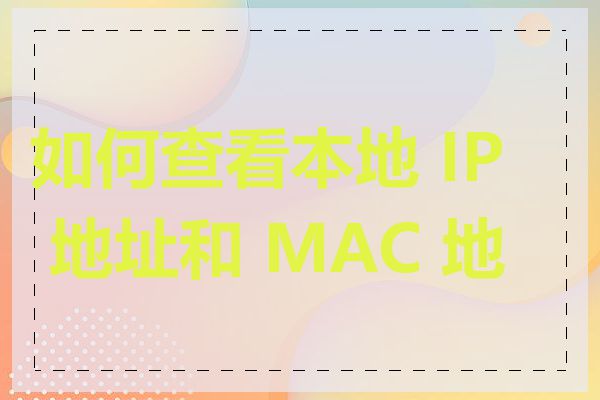 如何查看本地 IP 地址和 MAC 地址