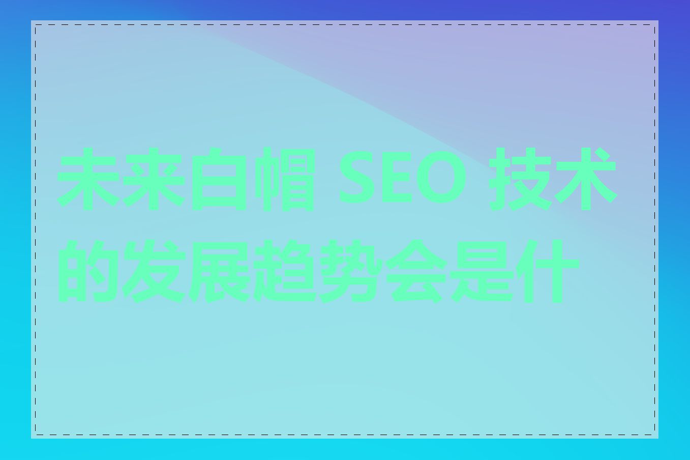 未来白帽 SEO 技术的发展趋势会是什么