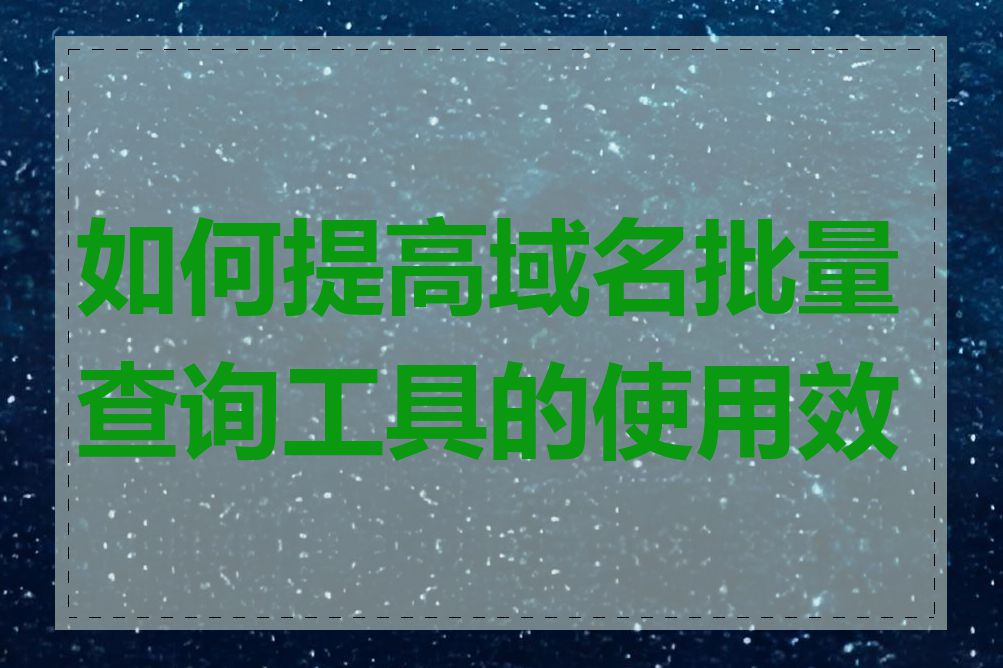 如何提高域名批量查询工具的使用效率