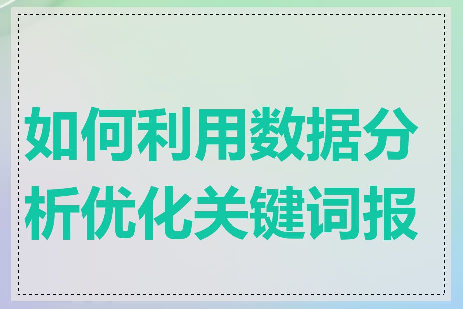 如何利用数据分析优化关键词报价