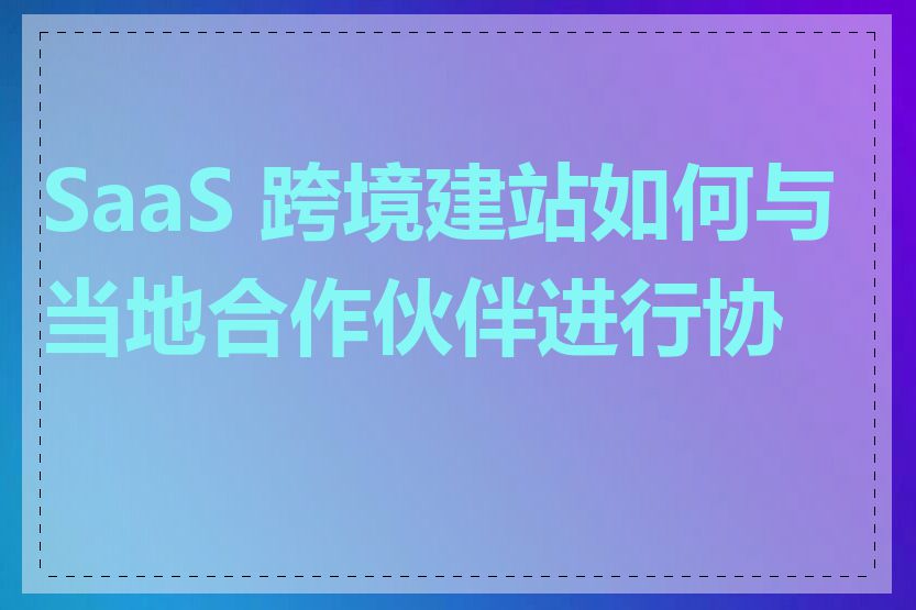 SaaS 跨境建站如何与当地合作伙伴进行协作