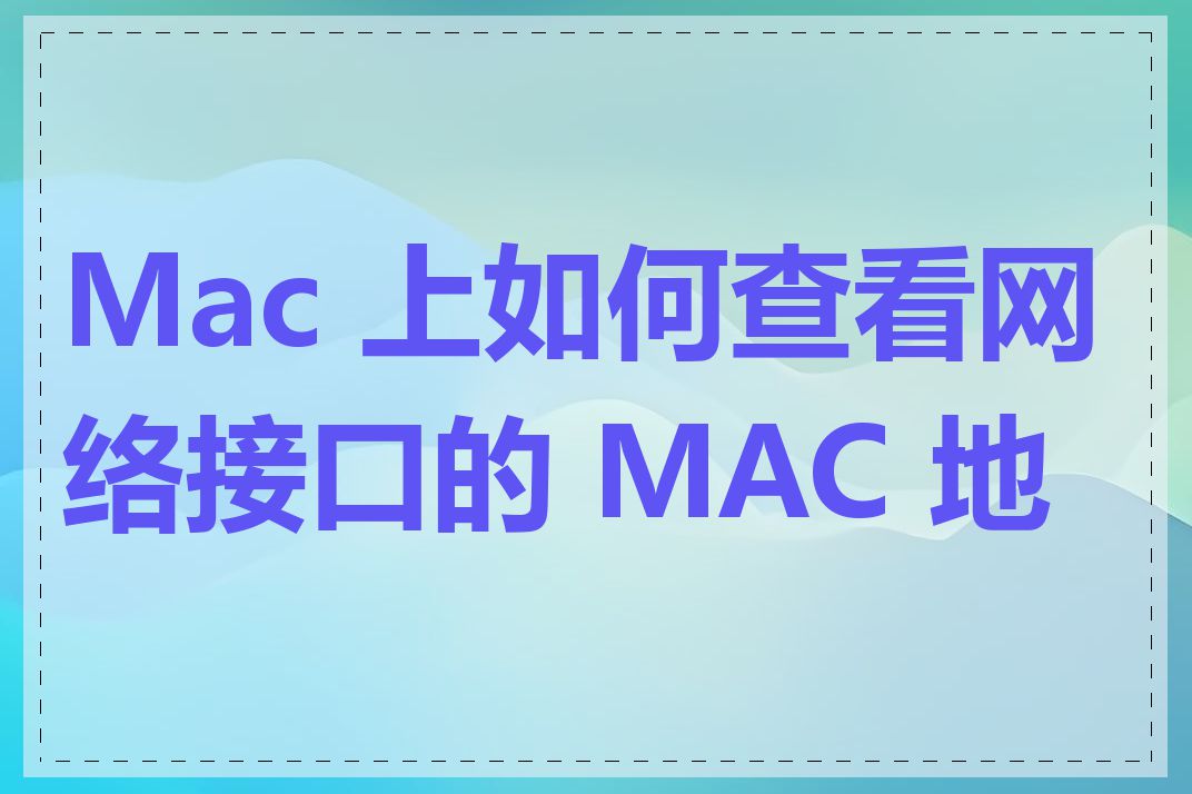 Mac 上如何查看网络接口的 MAC 地址