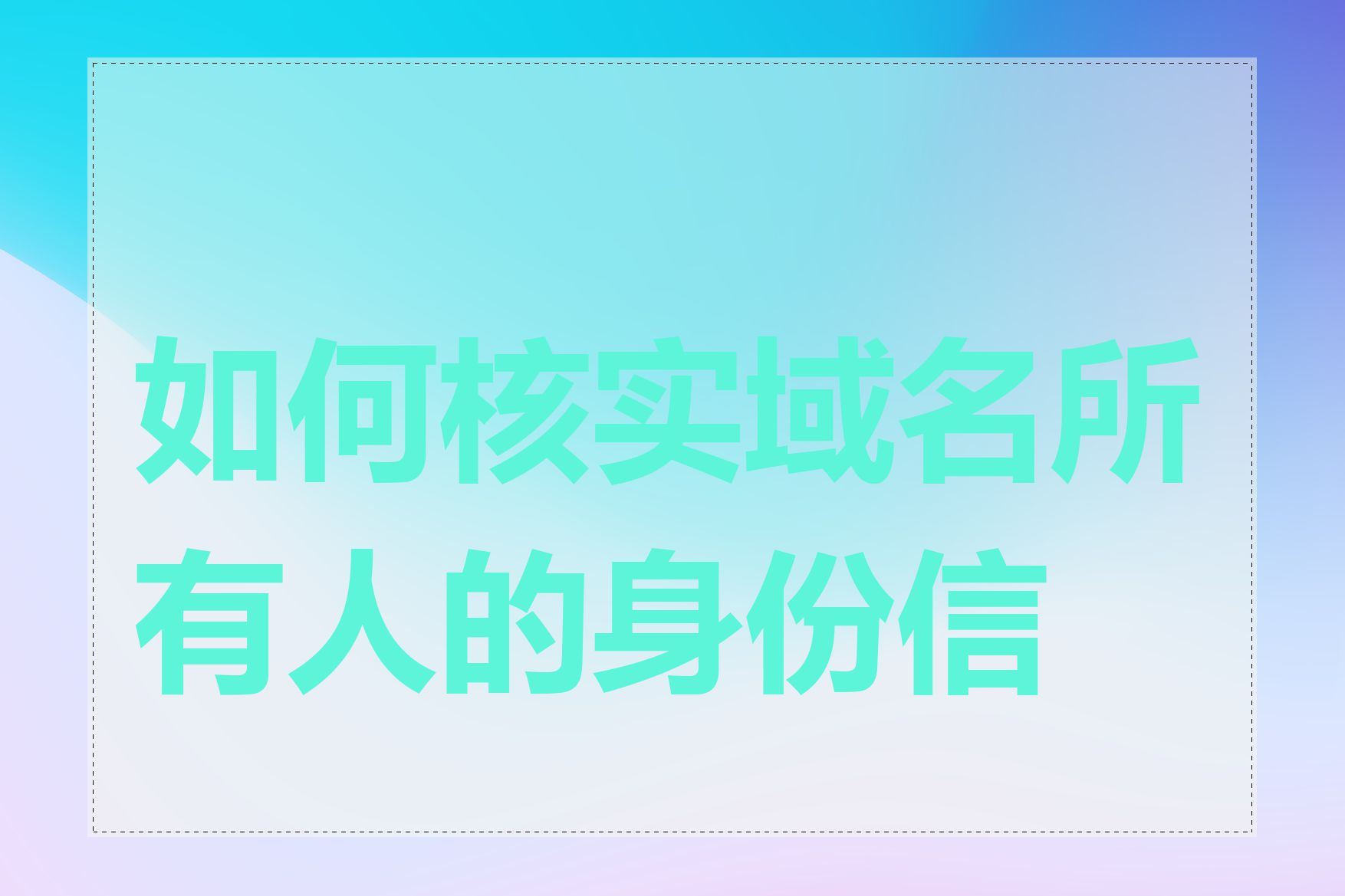 如何核实域名所有人的身份信息