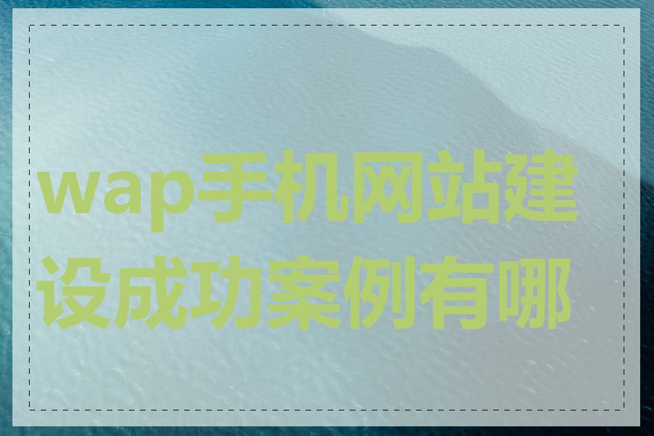wap手机网站建设成功案例有哪些